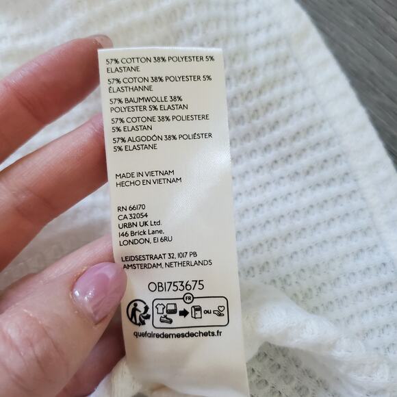 Free People Waffle Thermal Coraline Top White Asymmetric Whimsy Coastal Cowgirl - Picture 8 of 9